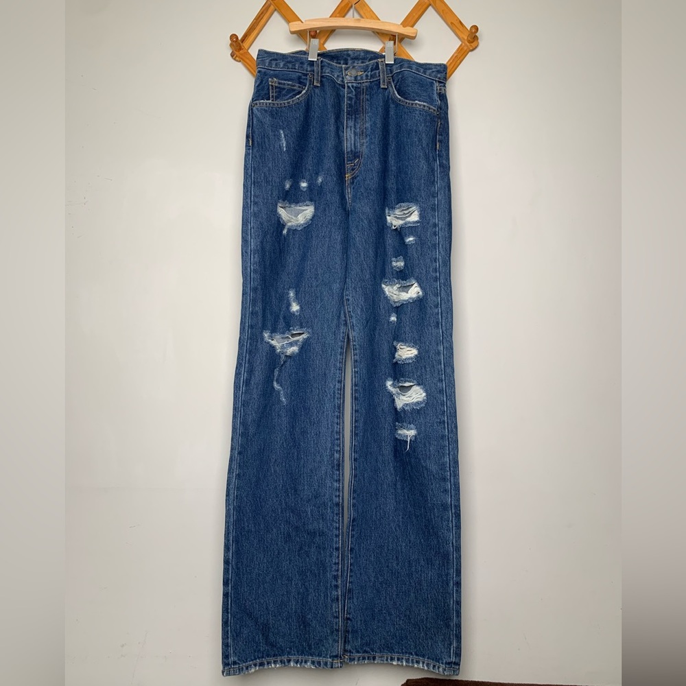 Women’s Carmar Lucio High-rise Distressed Wide-leg Jeans SZ 29